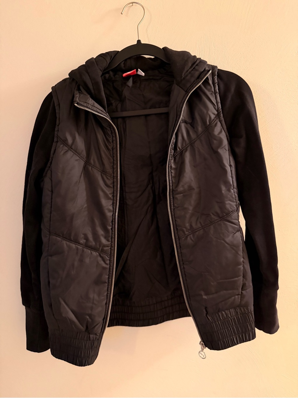 Puma Black Quilted Hooded Jacket